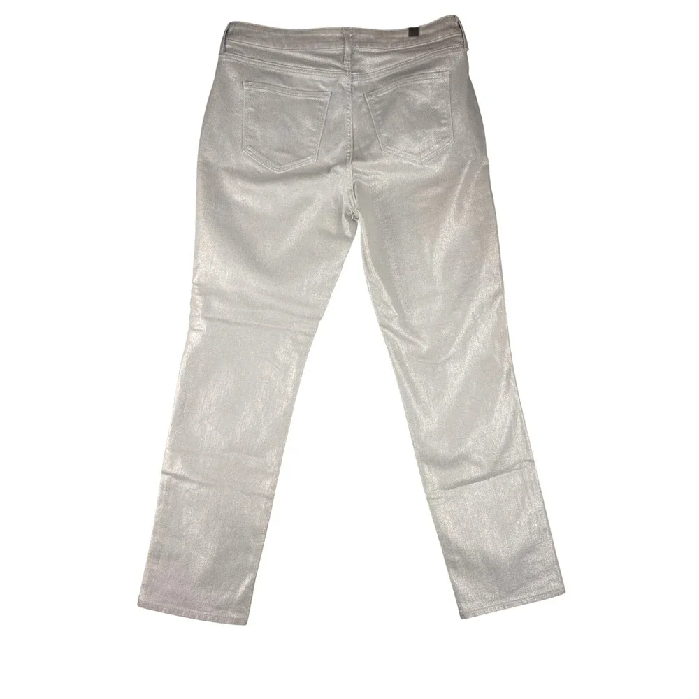 Old Navy Womens‎ 10 Jeans Silver Slim High Rise Festival Disco Glam Retro Party